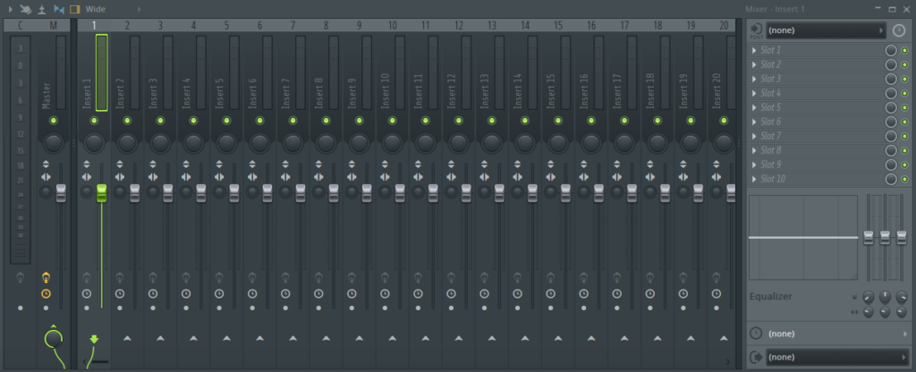 The FL Studio mixer window